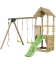 Aire de jeu en bois Eden avec module pour 2 balançoires et toboggan de 1m75