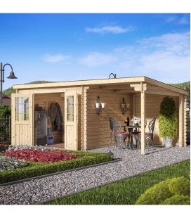 Abri de jardin + auvent 2 m