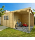 Abri de jardin + auvent 2 m