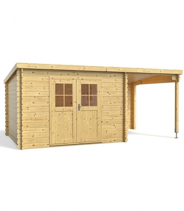 Abri de jardin + auvent 2 m