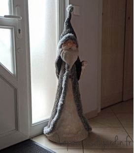 Lutin de noel Santa 120cm de haut avec fourrure pour intérieur et extérieur
