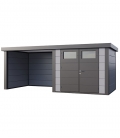 Abri de jardin en acier Eleganto 2724 de 6,4 m² avec auvent fermé