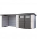 Abri de jardin en acier Eleganto 2724 de 6,4 m² avec auvent fermé