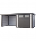 Abri de jardin en acier Eleganto 2724 de 6,4 m² avec auvent fermé