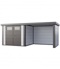 Abri de jardin en acier Eleganto 2724 de 6,4 m² avec auvent fermé