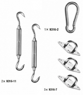 Kit de fixation pour voile d'ombrage triangle