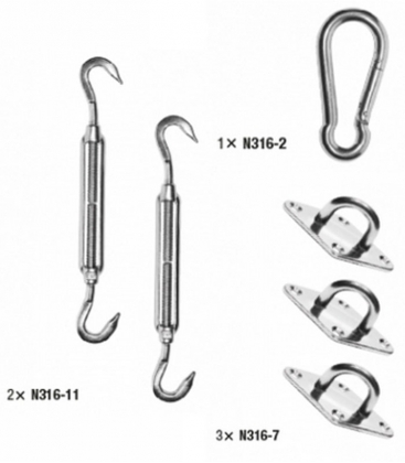 Kit de fixation pour voile d'ombrage triangulaire