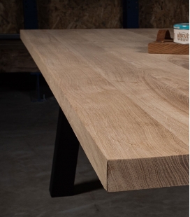 Table à manger rectangulaire en bois avec pied table de ferme en acier
