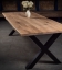 Table rectangulaire en chêne non délignée avec pied croix en acier
