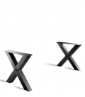 Table rectangulaire en chêne non délignée avec pied croix en acier