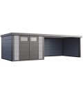 Abri de jardin en acier Eleganto 3330 de 9,8 m² avec auvent extra large 13.8m²