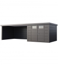 Abri de jardin en acier Eleganto 3330 de 9,8 m² avec auvent extra large 13.8m²