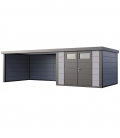 Abri de jardin en acier Eleganto 3330 de 9,8 m² avec auvent extra large 13.8m²