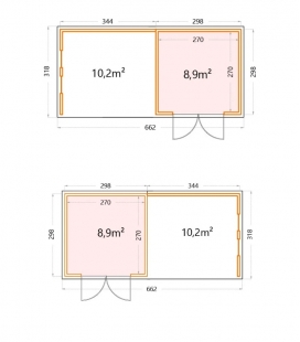 Abri de jardin en acier Eleganto 3030 de 8,9 m² avec auvent extra large fermé et fenêtres