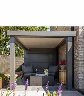 Abri de jardin en acier Eleganto 2724 de 6,4 m² avec auvent large ouvert de 6,8m²