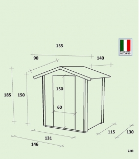 Abri de jardin en bois Bh16 Marcella 146x130 mm PSC pefc