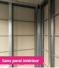 Abri de jardin en acier Eleganto 2724 de 6,4 m² avec auvent small ouvert de 4m²