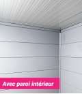 Abri de jardin en acier Eleganto 2724 de 6,4 m² avec auvent small ouvert de 4m²