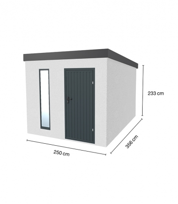 Abri de jardin en métal finition crépi blanc de 8,9m²