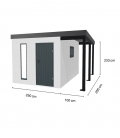 Abri de jardin en métal finition crépi blanc de 8,9m²
