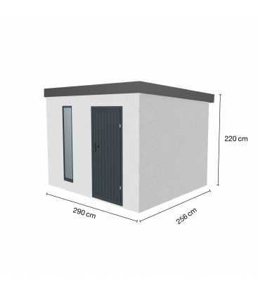 Abri de jardin en métal finition crépi blanc de 7,4m²
