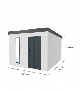 Abri de jardin en métal finition crépi blanc de 10,4m²