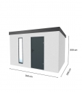 Abri de jardin en métal finition crépi blanc 3,45 X 2,56 m de 8,9 m²