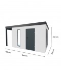 Abri de jardin en métal finition crépi blanc 3,45*2,56m de 8,9m²