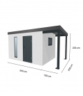 Abri de jardin en métal finition crépi blanc 3,45*2,56m de 8,9m²