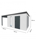 Abri de jardin en métal finition crépi blanc 3,45*2,56m de 8,9m²