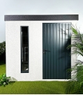 Abri de jardin en métal finition crépi blanc 3,45*2,56m de 8,9m²