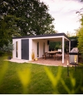 Abri de jardin en métal finition crépi blanc 3,45*2,56m de 8,9m²