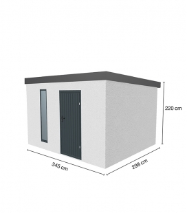 Abri de jardin en métal finition crépi blanc 3.45 X 2.98m de 10,3m²