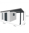 Abri de jardin en métal finition crépi blanc 3.45 X 2.98m de 10,3m²
