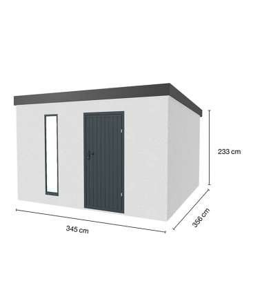 Abri de jardin en métal finition crépi blanc 3.45 X 3.56m de 12,3m²
