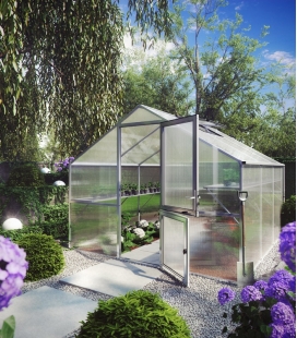 Serre de jardin en verre Orchidee III KGT 9,59m² aluminium avec vitrage de 10mm
