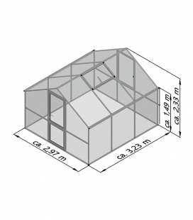 Serre de jardin en verre Orchidee III KGT 9,59m² aluminium avec vitrage de 10mm