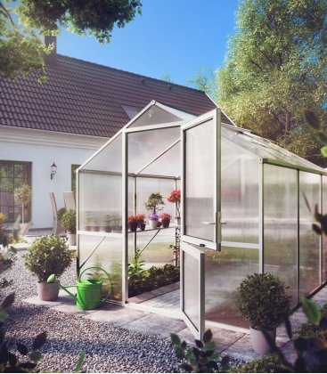 Serre de jardin en verre Rose III KGT 7,53m² aluminium avec vitrage de 10mm