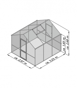 Serre de jardin en verre Lilie III KGT 9,59 m² aluminium avec vitrage de 10mm