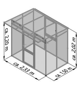 Serre de jardin en verre Santini II - small KGT 3,50 m² aluminium avec vitrage de 16mm