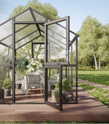 Serre de jardin en verre Ortasia IIV KGT 12,74 m² aluminium avec vitrage de sécurité trempé