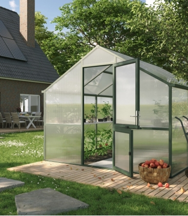 Serre de jardin 9,59 m² Nelke 3 KGT aluminium et polycarbonate