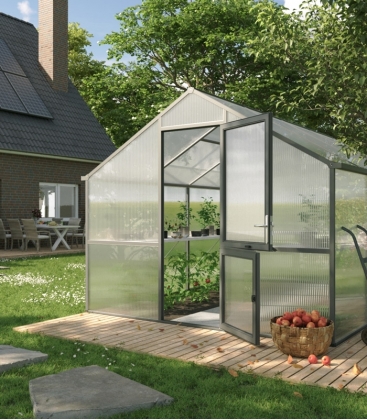 Serre de jardin 12,74 m² Nelke 4 KGT aluminium et polycarbonate