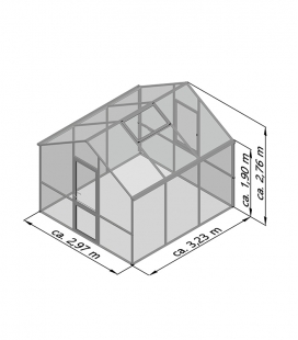Serre de jardin 9,59 m² Dahlie 3 KGT aluminium et polycarbonate