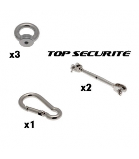 Kit Fixation Voile Triangulaire anneau de levage, tendeur et mousqueton