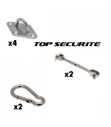 kit fixation voile ombrage 4 côté carré ou rectangle support plein