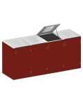 4 box abris à poubelles Binto - HPL rouge ardoise gris