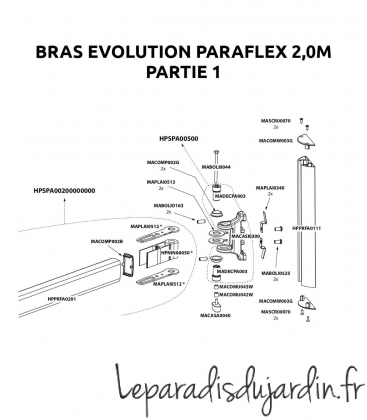 Pièces de rechange - Bras Paraflex Umbrosa Evolution 2016-2019
