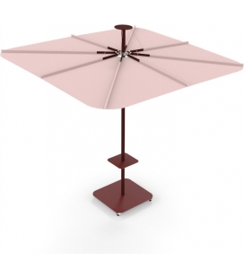 Parasol Infina UX Culture coloris sunbrella Blush et poteaux Bordeaux par Umbrosa nouveauté 2021